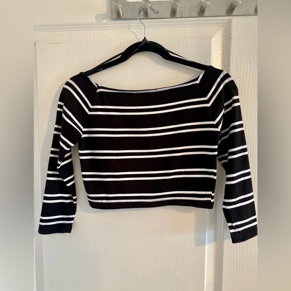 Forever 21 Cropped Long Sleeved Striped Shirt - Picture 2 of 5